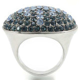 Alamode Rhodium + Ruthenium Brass Ring with Top Grade Crystal in Light Sapphire - Alamode - Flyclothing LLC