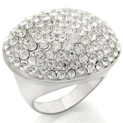Alamode Rhodium+Brushed Brass Ring with Top Grade Crystal in Clear - Alamode - Flyclothing LLC