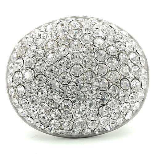 Alamode Rhodium+Brushed Brass Ring with Top Grade Crystal in Clear - Alamode - Flyclothing LLC