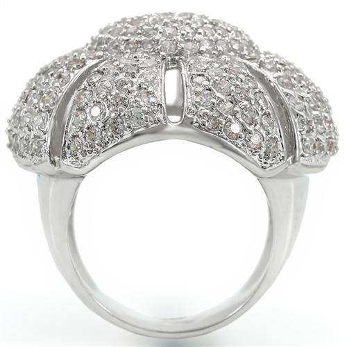 Alamode Rhodium Brass Ring with AAA Grade CZ in Clear - Alamode - Flyclothing LLC