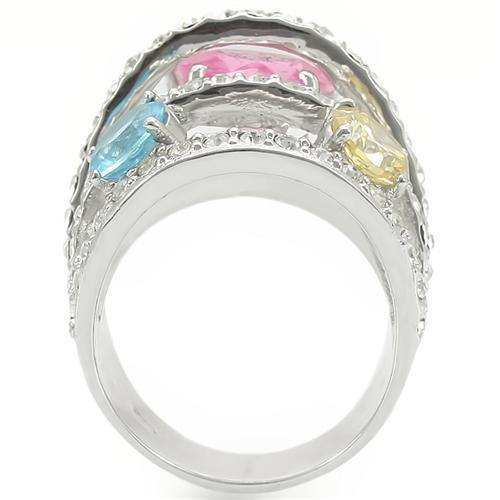 Alamode Rhodium Brass Ring with AAA Grade CZ in Rose - Alamode - Flyclothing LLC