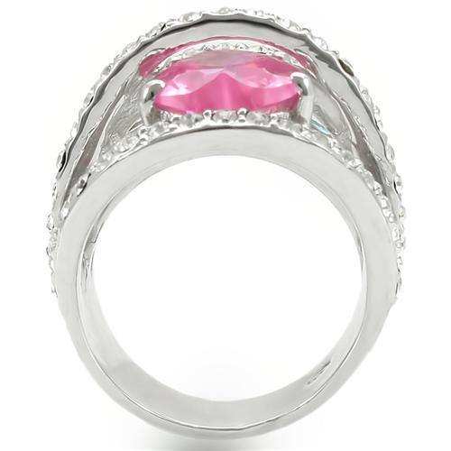 Alamode Rhodium Brass Ring with AAA Grade CZ in Rose - Alamode - Flyclothing LLC