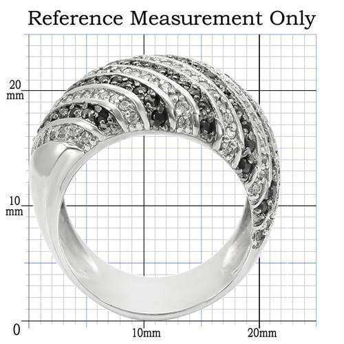 Alamode Rhodium + Ruthenium Brass Ring with AAA Grade CZ in Jet - Alamode - Flyclothing LLC