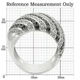 Alamode Rhodium + Ruthenium Brass Ring with AAA Grade CZ in Jet - Alamode - Flyclothing LLC