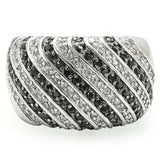 Alamode Rhodium + Ruthenium Brass Ring with AAA Grade CZ in Jet - Alamode - Flyclothing LLC