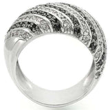 Alamode Rhodium + Ruthenium Brass Ring with AAA Grade CZ in Jet - Alamode - Flyclothing LLC