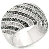 Alamode Rhodium + Ruthenium Brass Ring with AAA Grade CZ in Jet - Alamode - Flyclothing LLC