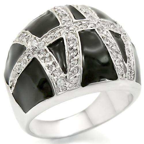 Alamode Rhodium Brass Ring with AAA Grade CZ in Clear - Alamode - Flyclothing LLC