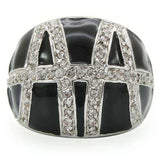 Alamode Rhodium Brass Ring with AAA Grade CZ in Clear - Alamode - Flyclothing LLC