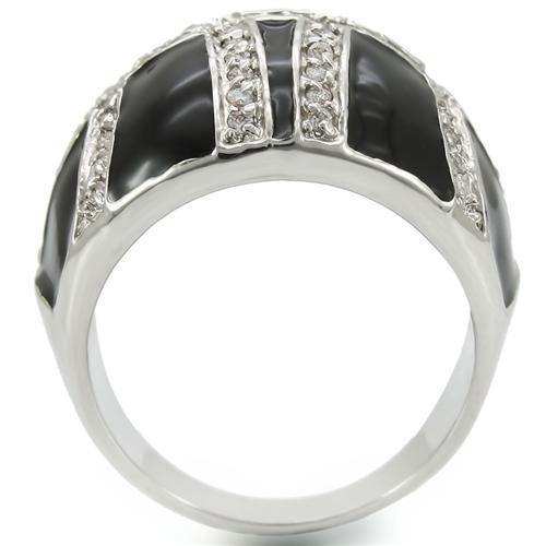 Alamode Rhodium Brass Ring with AAA Grade CZ in Clear - Alamode - Flyclothing LLC