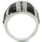Alamode Rhodium Brass Ring with AAA Grade CZ in Clear - Alamode - Flyclothing LLC