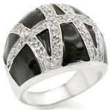 Alamode Rhodium Brass Ring with AAA Grade CZ in Clear - Alamode - Flyclothing LLC