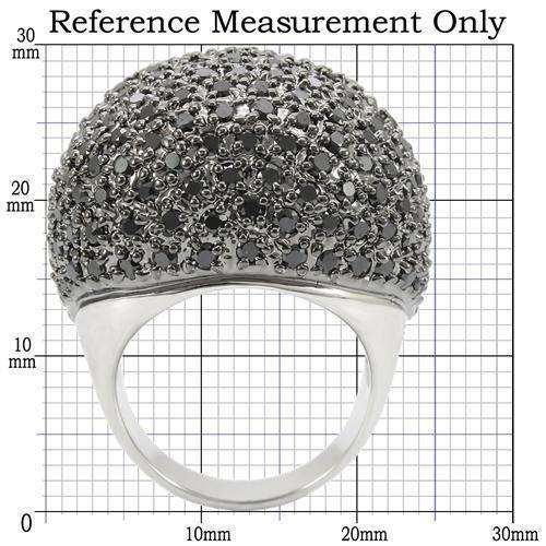 Alamode Rhodium + Ruthenium Brass Ring with AAA Grade CZ in Jet - Alamode - Flyclothing LLC