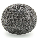 Alamode Rhodium + Ruthenium Brass Ring with AAA Grade CZ in Jet - Alamode - Flyclothing LLC