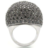Alamode Rhodium + Ruthenium Brass Ring with AAA Grade CZ in Jet - Alamode - Flyclothing LLC