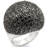Alamode Rhodium + Ruthenium Brass Ring with AAA Grade CZ in Jet - Alamode - Flyclothing LLC