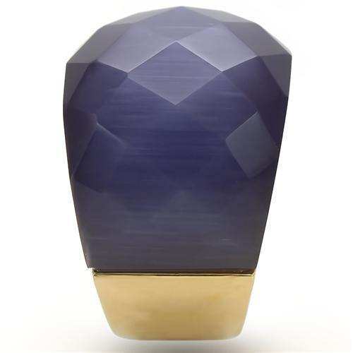 Alamode Gold Brass Ring with Semi-Precious Cat Eye in Montana - Alamode - Flyclothing LLC