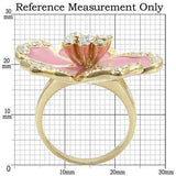 Alamode Gold Brass Ring with Top Grade Crystal in Clear - Alamode - Flyclothing LLC