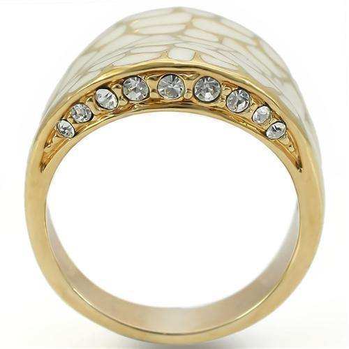 Alamode Gold Brass Ring with Top Grade Crystal in Clear - Alamode - Flyclothing LLC