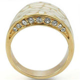 Alamode Gold Brass Ring with Top Grade Crystal in Clear - Alamode - Flyclothing LLC