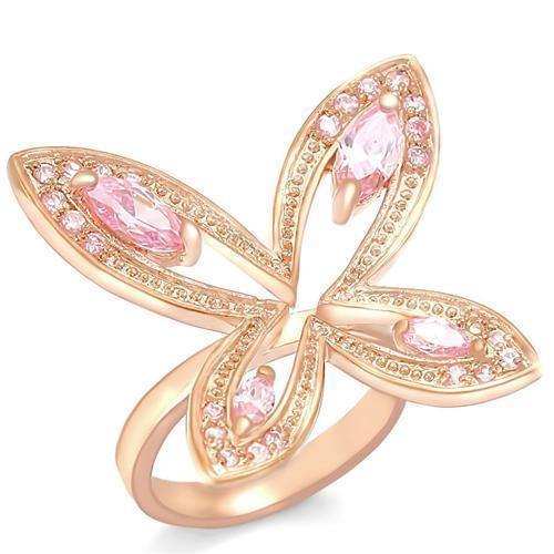 Alamode Rose Gold Brass Ring with AAA Grade CZ in Rose - Alamode - Flyclothing LLC