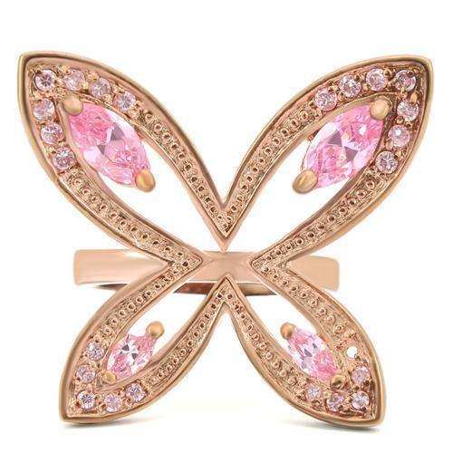 Alamode Rose Gold Brass Ring with AAA Grade CZ in Rose - Alamode - Flyclothing LLC