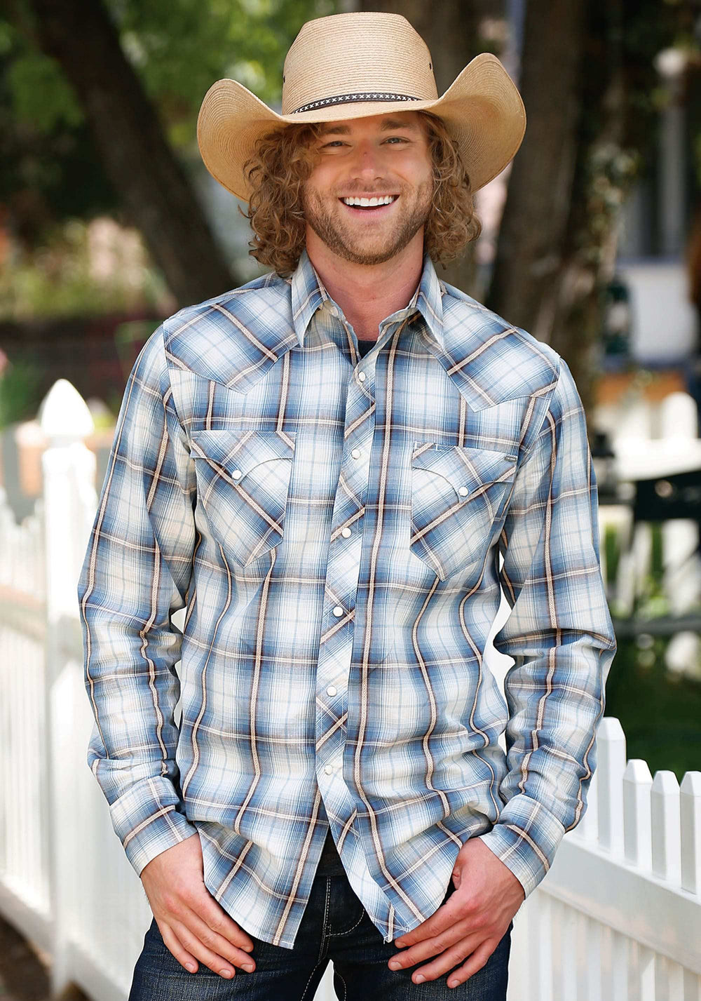 Tin Haul MENS LONG SLEEVE SNAP DIAMOND BACK DOBBY WESTERN SHIRT - Tin Haul - Flyclothing LLC