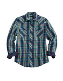 Tin Haul MENS BLUE GRID PLAID LONG SLEEVE SNAP SHIRT - Tin Haul - Flyclothing LLC