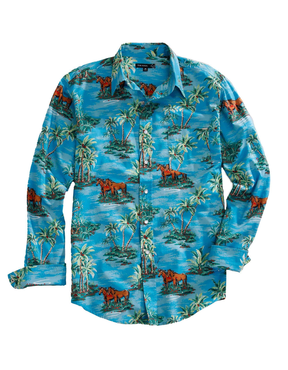 Tin Haul MENS LONG SLEEVE SNAP VINTAGE HAWAIIAN PRINT WESTERN SHIRT - Tin Haul - Flyclothing LLC