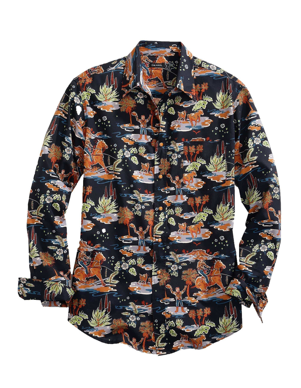 Tin Haul MENS LONG SLEEVE SNAP HAWAIIAN RODEO WESTERN SHIRT - Tin Haul - Flyclothing LLC