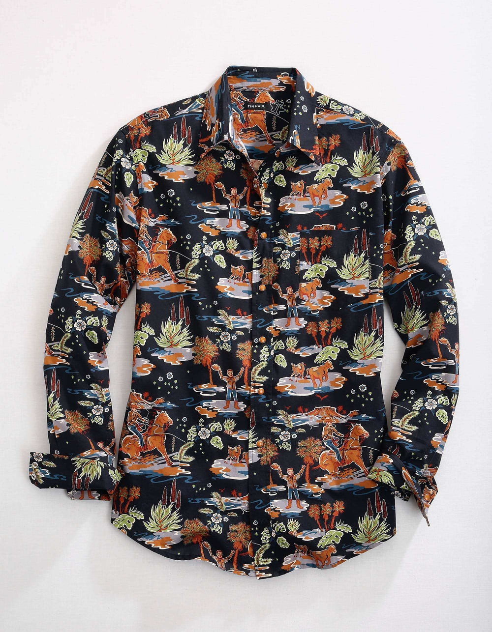 Tin Haul MENS LONG SLEEVE SNAP HAWAIIAN RODEO WESTERN SHIRT - Tin Haul - Flyclothing LLC