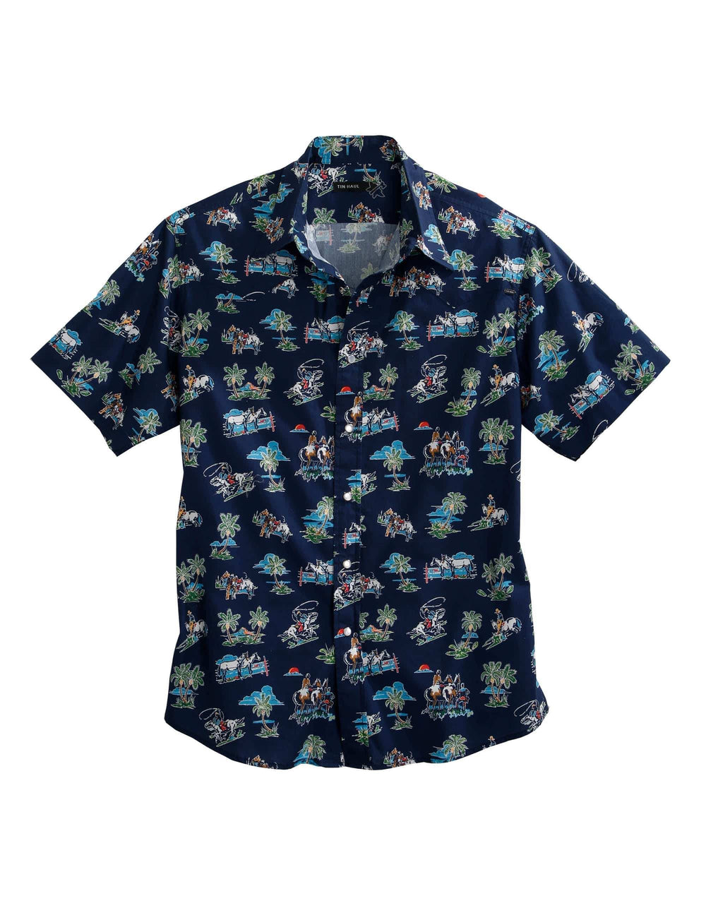 Tin Haul MENS SHORT SLEEVE SNAP COWBOY TROPICS WESTERN SHIRT - Tin Haul - Flyclothing LLC