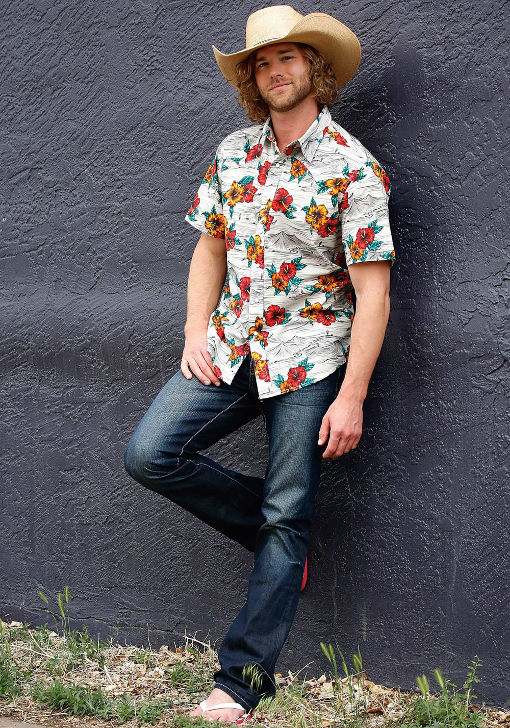Tin Haul MENS SHORT SLEEVE SNAP LANDSCAPE TROPICAL WESTERN SHIRT - Tin Haul - Flyclothing LLC