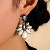Artificial Turquoise Flower Earrings - Trendsi - Flyclothing LLC