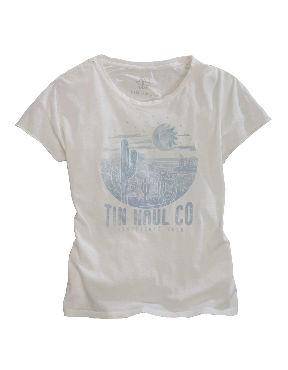 Tin Haul WOMENS BLUE MOON ARISING SCENERY SCREEN PRNT WHITE SHORT SLEEVE T-SHIRT - Tin Haul - Flyclothing LLC