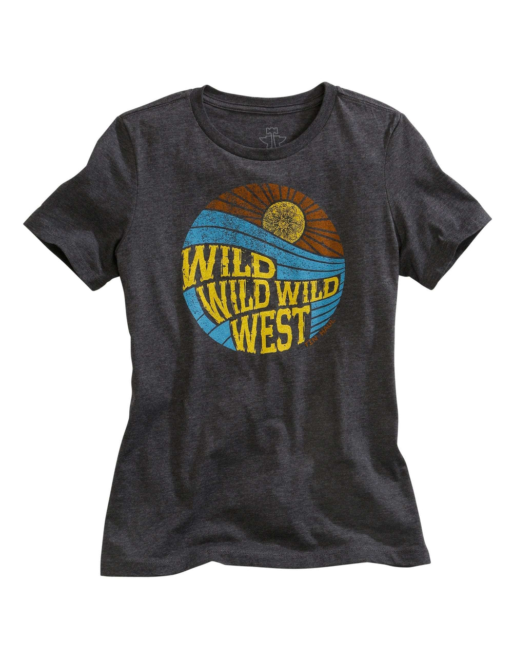 Tin Haul WOMENS WILD WILD WEST RETRO SCREEN PRINT DARK GREY SHORT SLEEVE T-SHIRT - Tin Haul - Flyclothing LLC