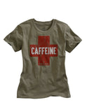 Tin Haul WOMENS RED CROSS NEED CAFFEINE SCREEN PRINT DARK GREY SHORT SLEEVE T-SHIRT - Tin Haul - Flyclothing LLC