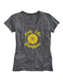 Tin Haul WOMENS FEELS LIKE SUNSHINE SCREEN PRINT HEATHERED GREY SHORT SLEEVE T-SHIRT - Tin Haul - Flyclothing LLC