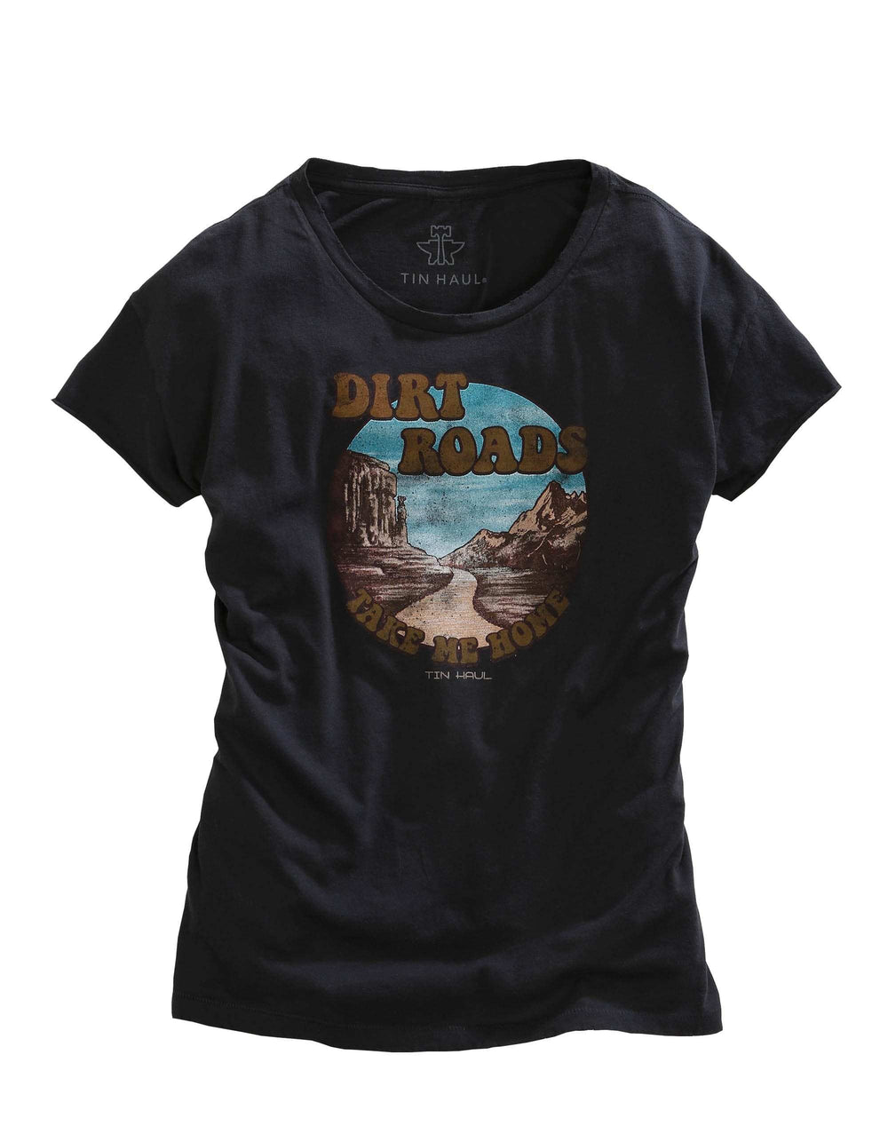 Tin Haul WOMENS DIRT ROADS TAKE ME HOME SCREEN PRINT DARK GREY SHORT SLEEVE T-SHIRT - Tin Haul - Flyclothing LLC