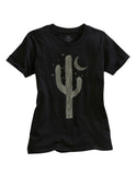 Tin Haul WOMENS SINGLE CACTUS SCREEN PRINT BLACK SHORT SLEEVE T-SHIRT - Tin Haul - Flyclothing LLC