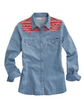 Tin Haul WOMENS LONG SLEEVE SNAP DENIM WITH CONTRAST FRONT AND BACK YOKES WESTERN SHIRT - Tin Haul - Flyclothing LLC