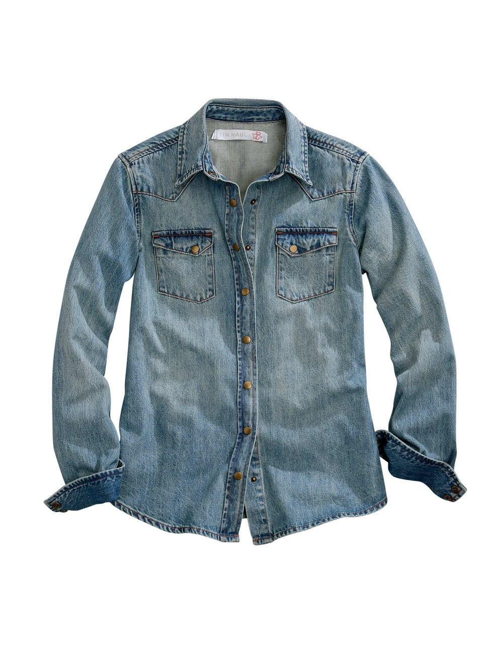 Tin Haul WOMENS BOYFRIEND FIT DENIM BLOUSE - Tin Haul - Flyclothing LLC