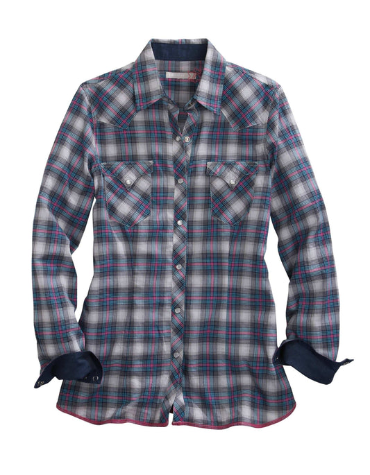Tin Haul WOMENS STAR OMBRE PLAID LONG SLEEVE SNAP SHIRT - Tin Haul - Flyclothing LLC