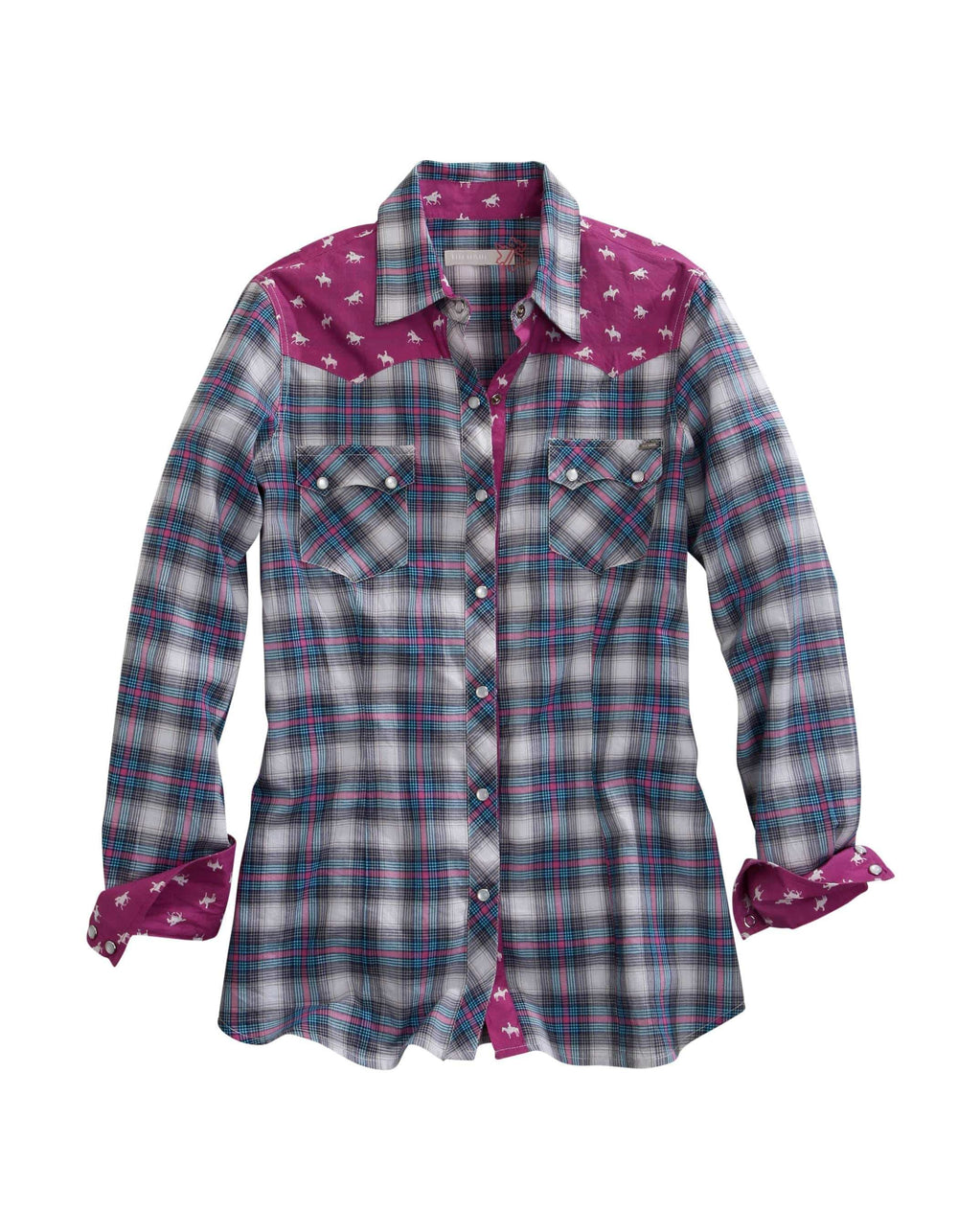 Tin Haul WOMENS STAR OMBRE PLAID LONG SLEEVE WESTERN SNAP SHIRT - Tin Haul - Flyclothing LLC