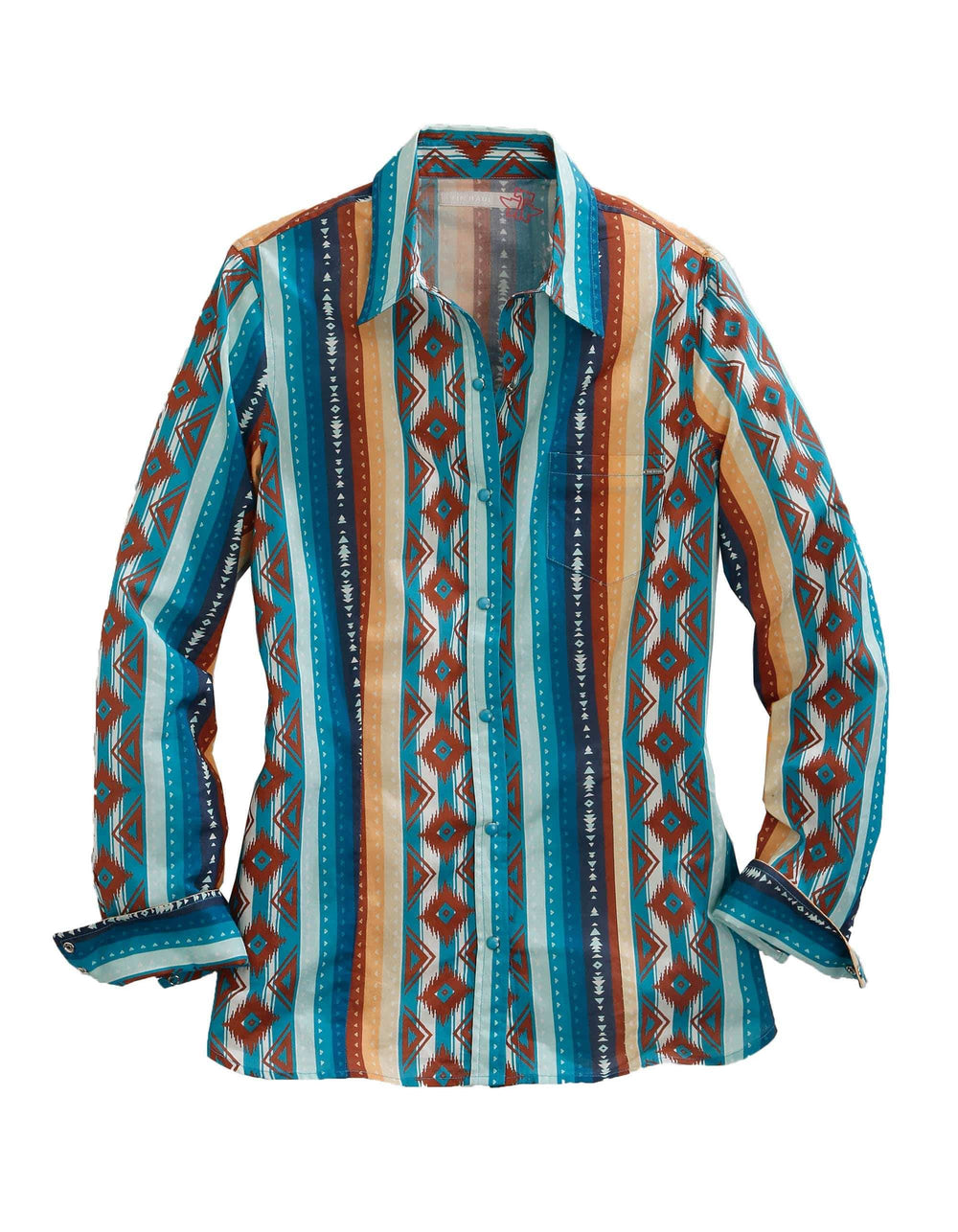 Tin Haul WOMENS LONG SLEEVE SNAP AZTEC STERAPE PRINT WESTERN SHIRT - Tin Haul - Flyclothing LLC