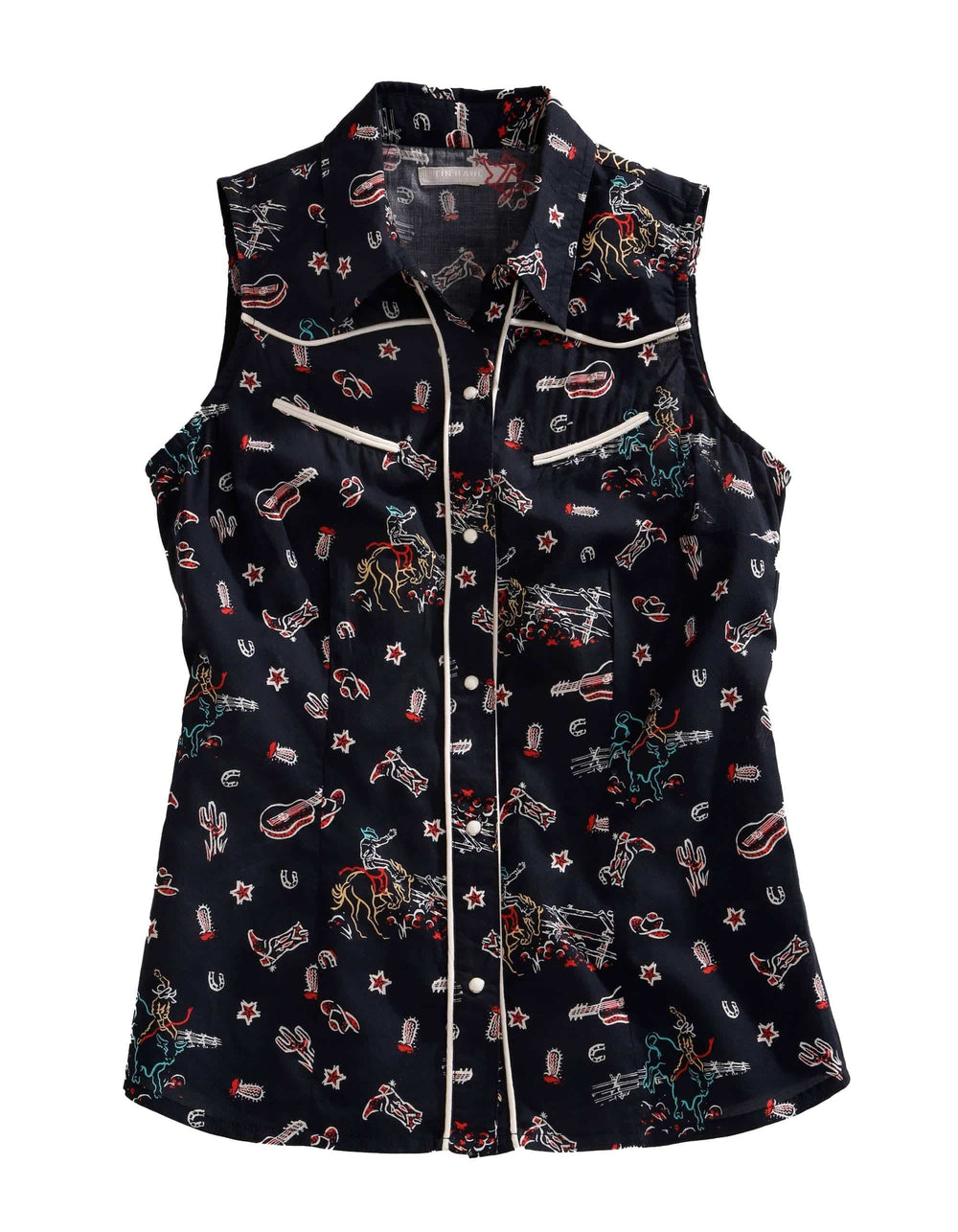 Tin Haul WOMENS SLEEVELESS SNAP ABOUT THE WEST PRINT WESTERN SHIRT - Tin Haul - Flyclothing LLC