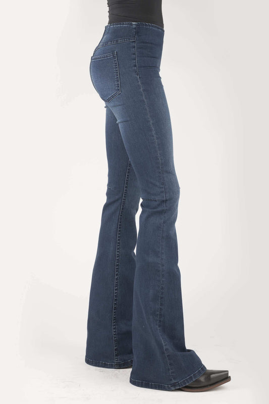 Tin Haul WOMENS HIGH RISE SKINNY FLARE ELASTIC WAIST JEANS - Tin Haul - Flyclothing LLC