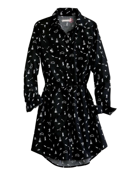 Tin Haul WOMENS WESTERN DITSY LONG SLEEVE SHIRT DRESS - Tin Haul - Flyclothing LLC
