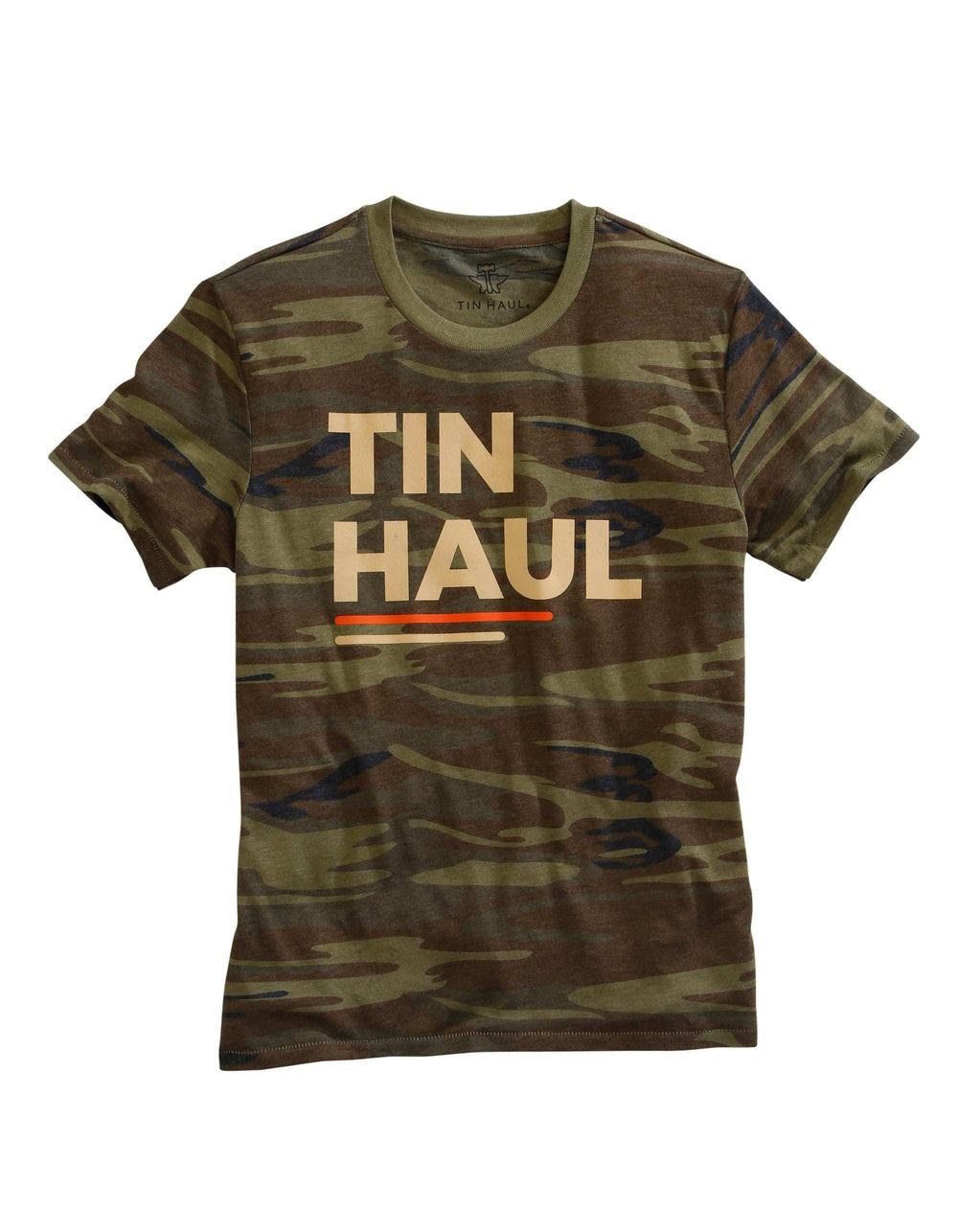 Tin Haul MENS TIN HAUL BLOCK LETTERS SCREEN PRINT CAMO GREEN SHORT SLEEVE T-SHIRT - Tin Haul - Flyclothing LLC
