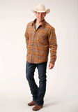 Tin Haul MENS SNAP ORANGE BROWN MULTI PLAID SHERPA LINED COAT SHIRT JACKET - Tin Haul - Flyclothing LLC
